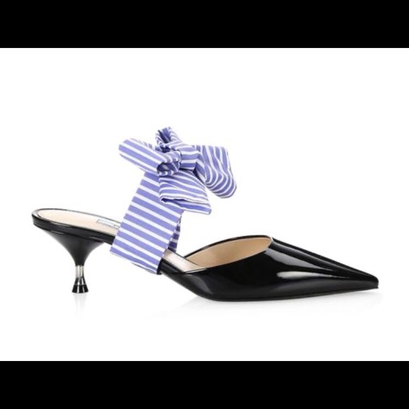 PRADA Patent Mules With Bow Sz 39 - Picture 1 of 7
